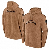 Men's Los Angeles Chargers 2023 Brown Salute to Service Pullover Hoodie,baseball caps,new era cap wholesale,wholesale hats